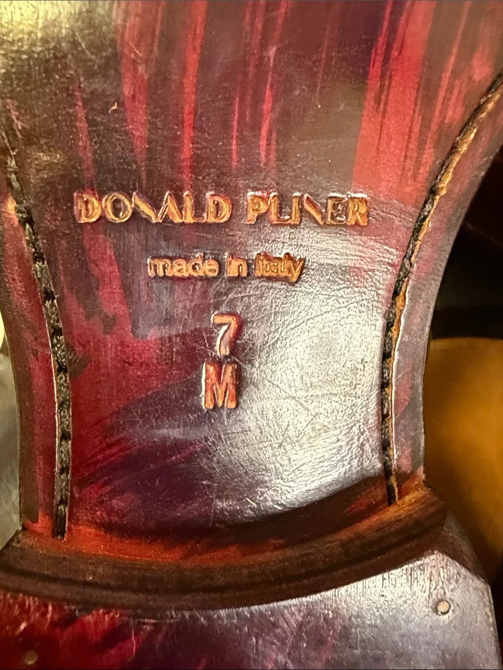 Donald J. Pliner Embossed Crocodile Custom Patina Italian Chelsea Boots